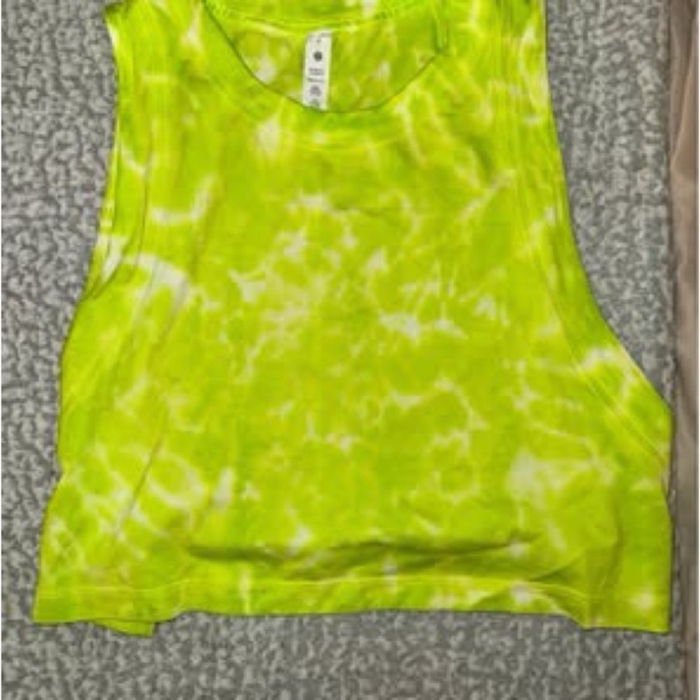 WORN ONCE; no longer sold Lululemon Neon Green Sleeveless Crop Muscle Tee